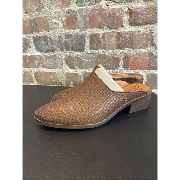 Zodiac  Quartz-3  Brown Leather Basket Weave Pointed Mule Sandals Women’s Size 8 - Picture 3 of 8